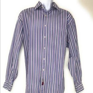 Tommy Hilfiger Men Striped Button Down Long Sleeves Shirt Large Neck: 17 (34-35)